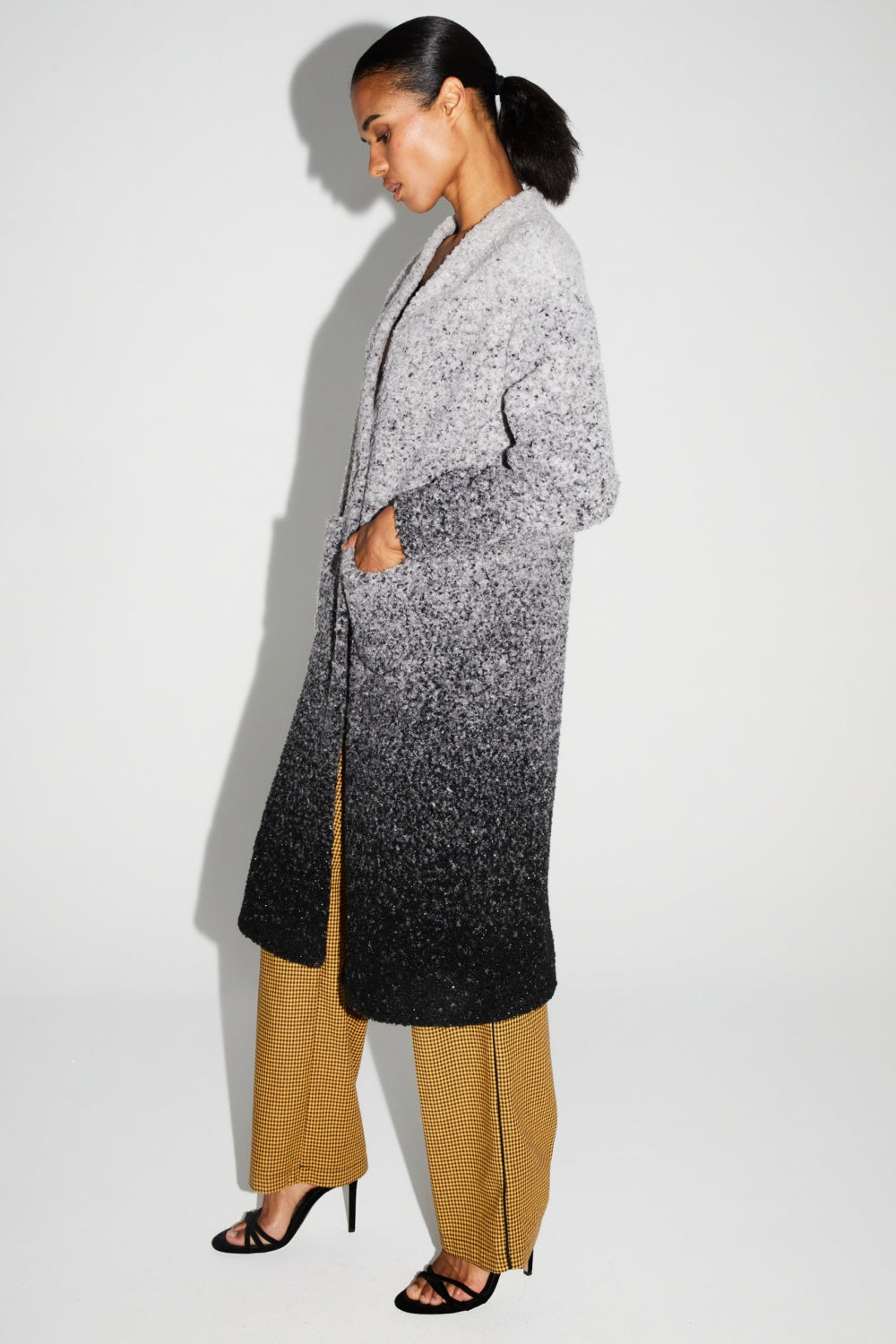 Veste Doriane Bouclettes Dégradé Gris Noir Fabriquée En Italie