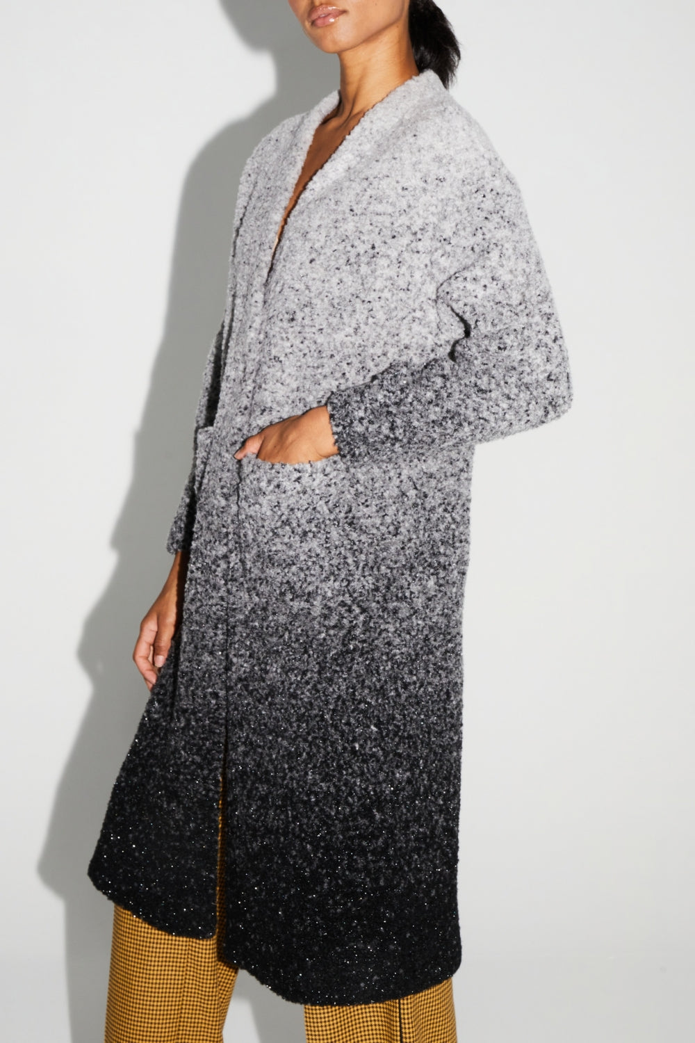 Veste Doriane Bouclettes Dégradé Gris Noir Fabriquée En Italie