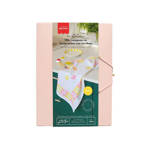Diy Home Deco Kit - My Linocut Stamps On Tea Towel