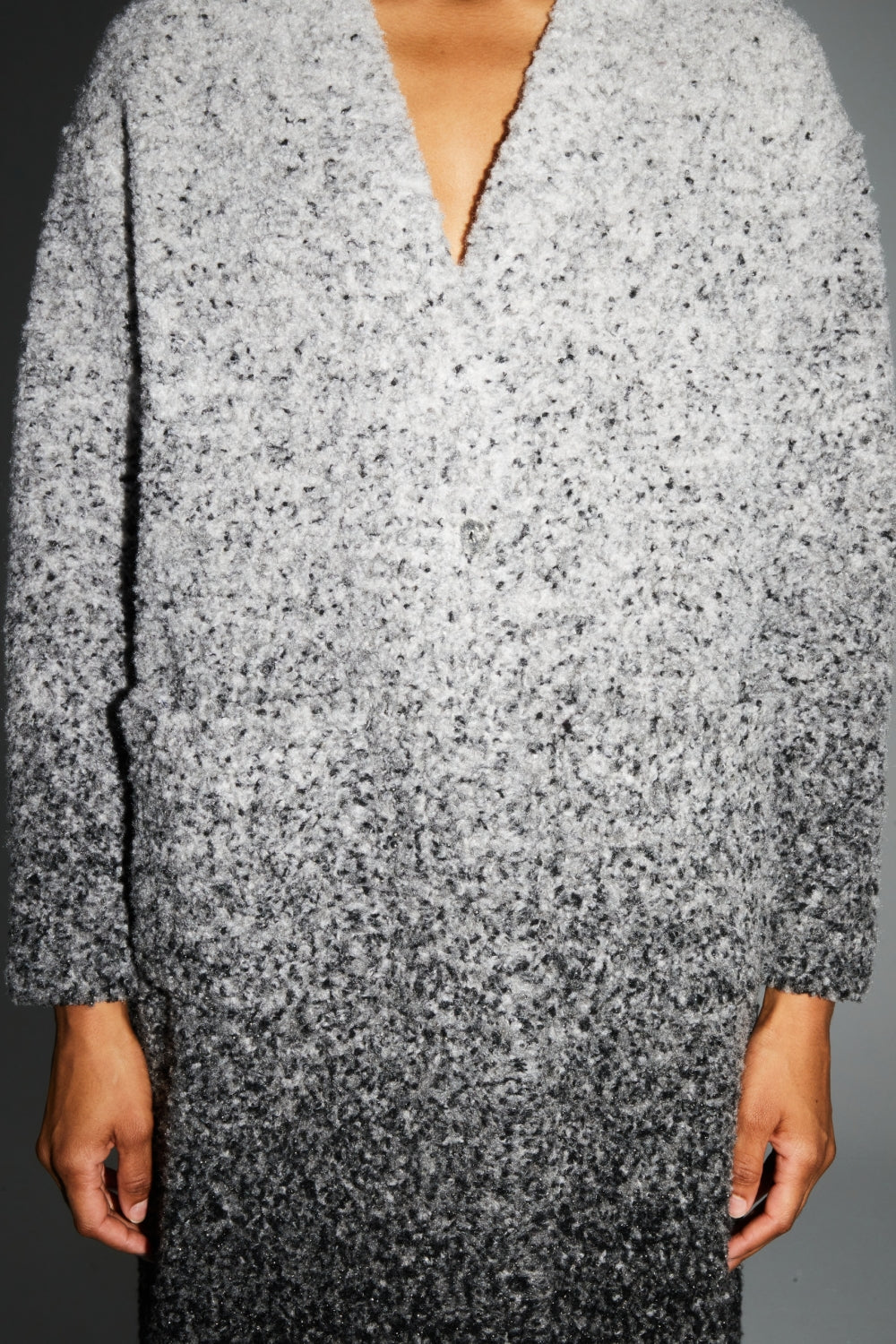 Veste Doriane Bouclettes Dégradé Gris Noir Fabriquée En Italie