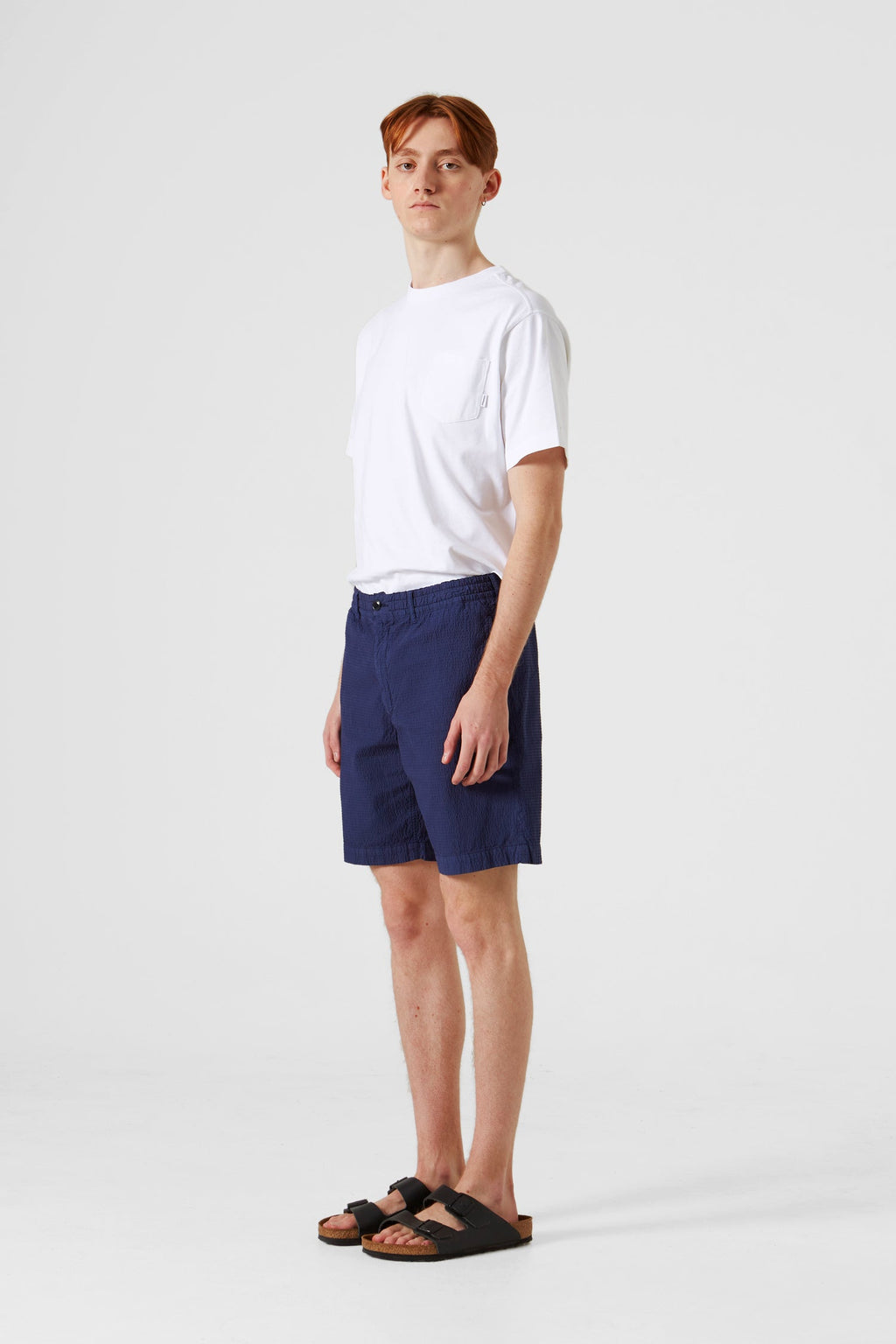 Short Seersucker Plain Navy