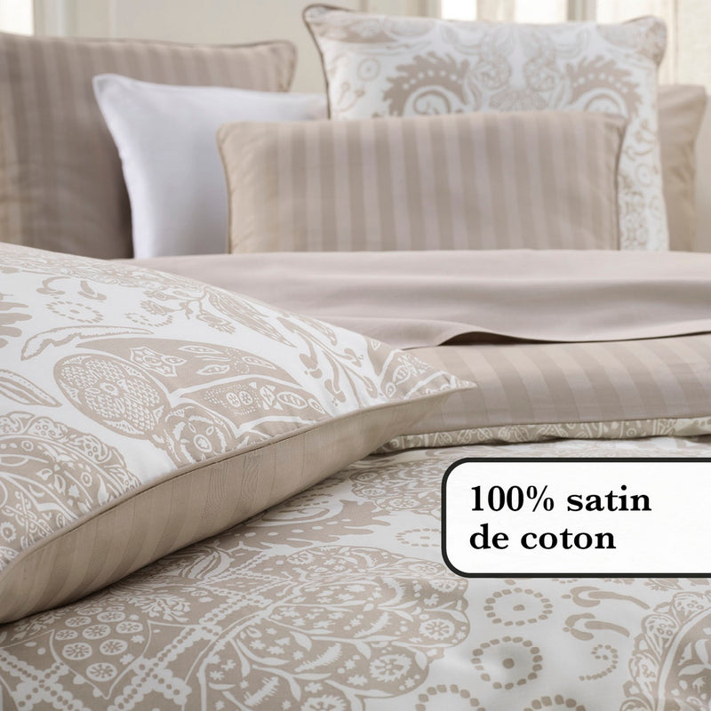 Arles - Housse De Couette + Taie(s) D'Oreiller Satin De Coton Arles Taupe