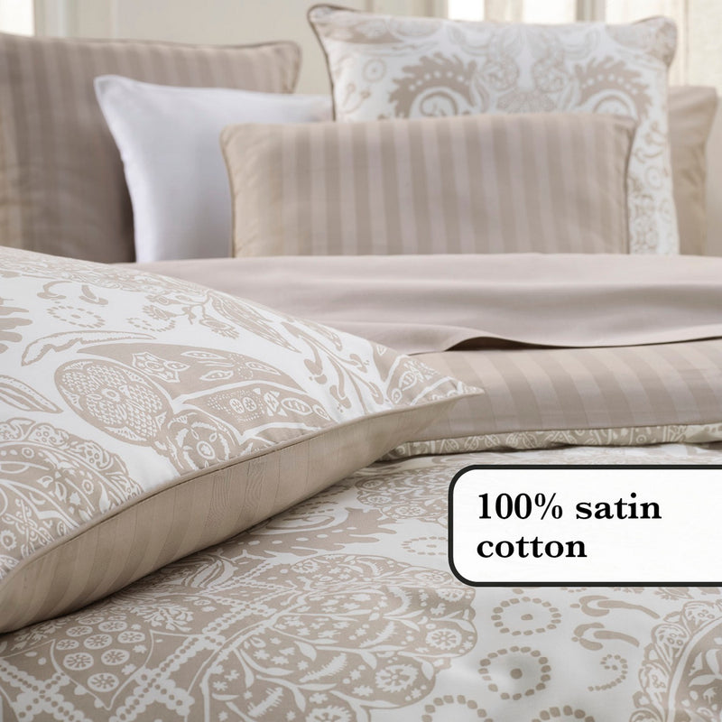 Arles - Housse De Couette + Taie(s) D'Oreiller Satin De Coton Arles Taupe
