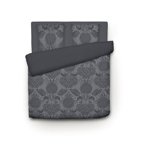 Arles - Housse De Couette + Taie(s) D'Oreiller Satin De Coton Arles Gris Foncé