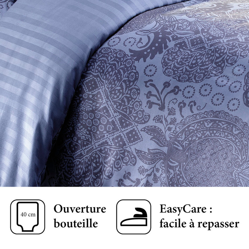 Arles - Housse De Couette + Taie(s) D'Oreiller Satin De Coton Arles Bleu