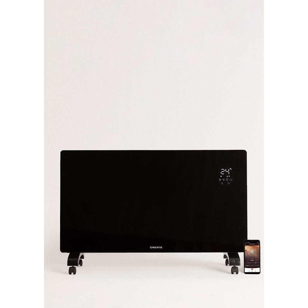 Warm Crystal 2500W - Convecteur Électrique En Verre Wifi Avec Roulettes - Noir