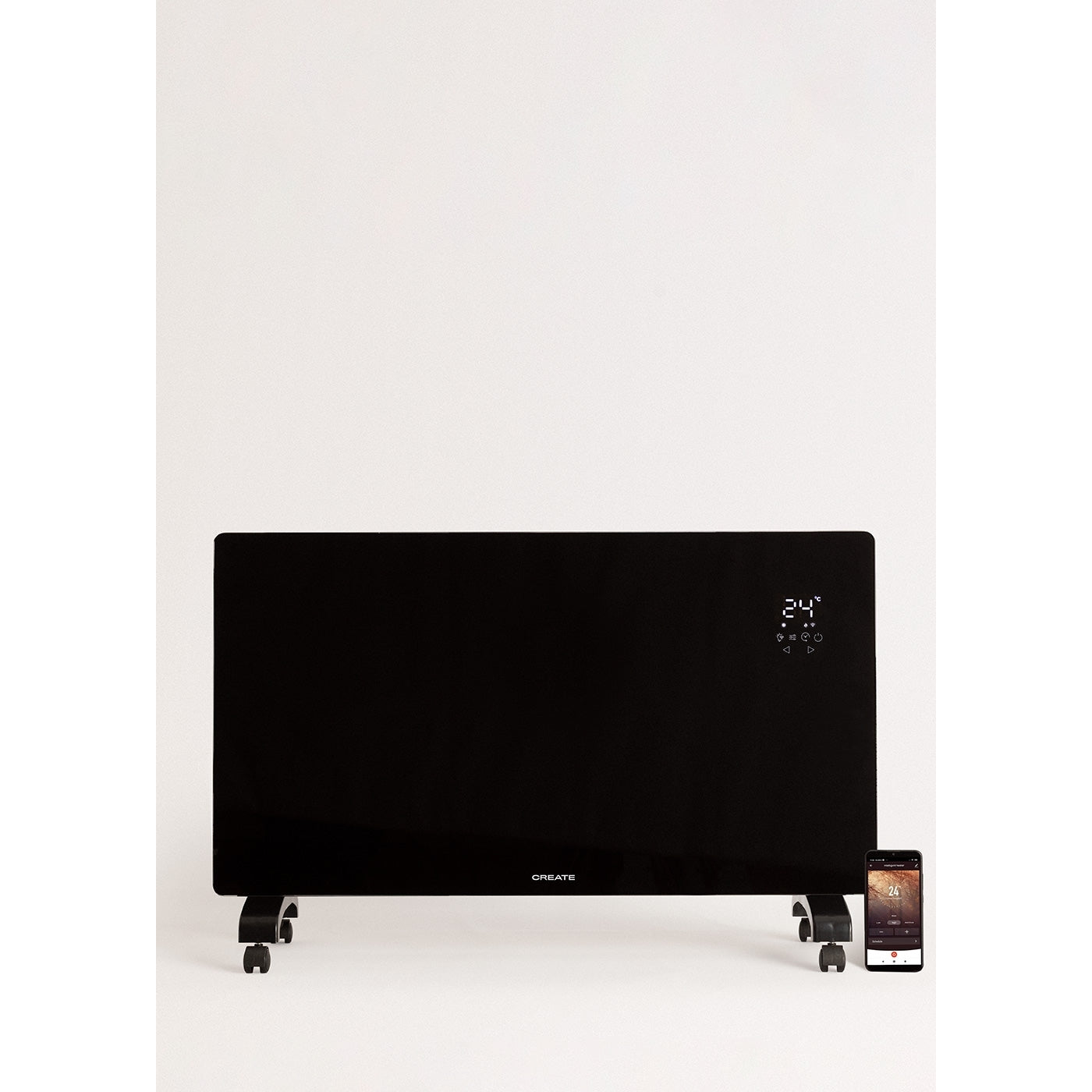 Warm Crystal 2500W - Convecteur Électrique En Verre Wifi Avec Roulettes - Noir