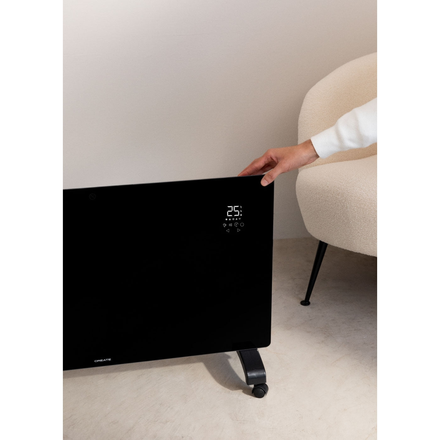 Warm Crystal 2500W - Convecteur Électrique En Verre Wifi Avec Roulettes - Noir