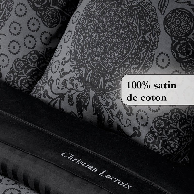 Arles - Housse De Couette + Taie(s) D'Oreiller Satin De Coton Arles Gris Foncé