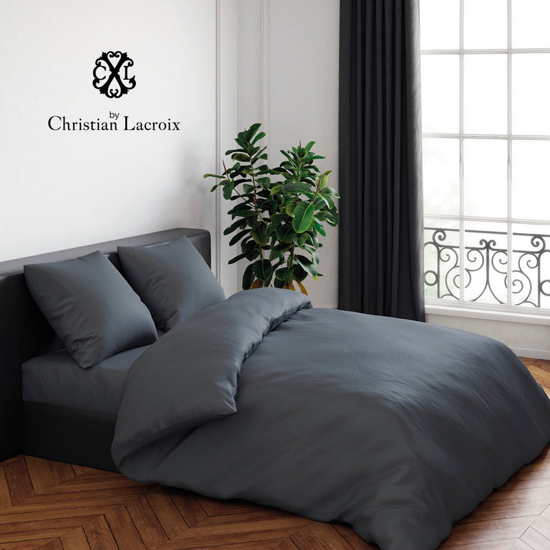 Arles - Housse De Couette + Taie(s) D'Oreiller Satin De Coton Uni Gris Clair