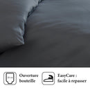 Arles - Housse De Couette + Taie(s) D'Oreiller Satin De Coton Uni Gris Clair
