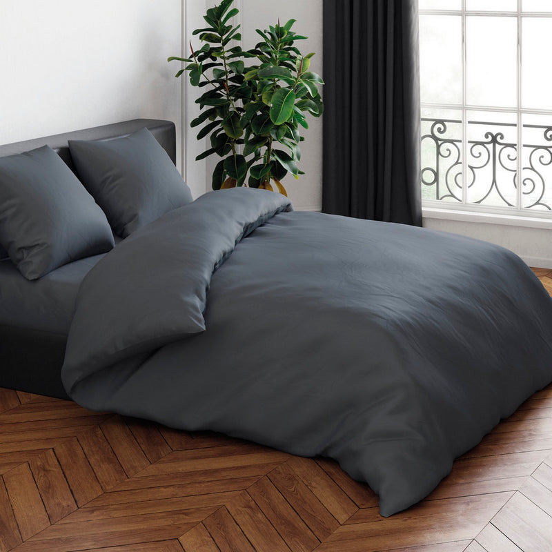 Arles - Housse De Couette + Taie(s) D'Oreiller Satin De Coton Uni Gris Clair