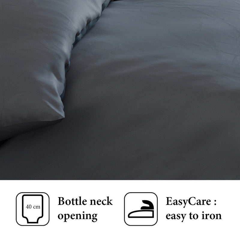 Arles - Housse De Couette + Taie(s) D'Oreiller Satin De Coton Uni Gris Clair