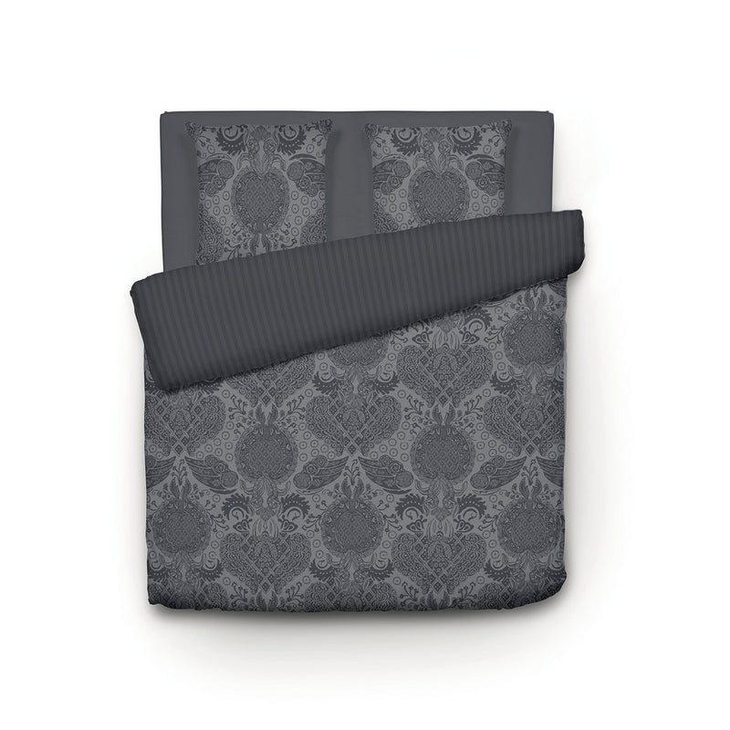 Arles - Housse De Couette + Taie(s) D'Oreiller Satin De Coton Arles Gris Foncé