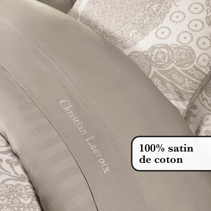 Arles - Drap Plat Satin De Coton Uni Taupe