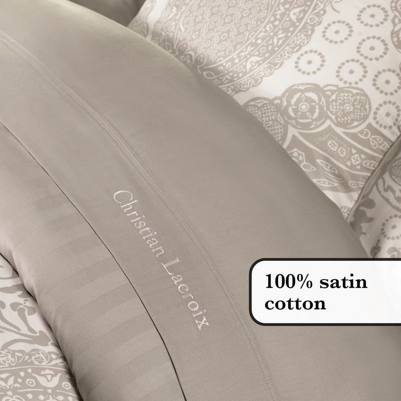Arles - Drap Plat Satin De Coton Uni Taupe