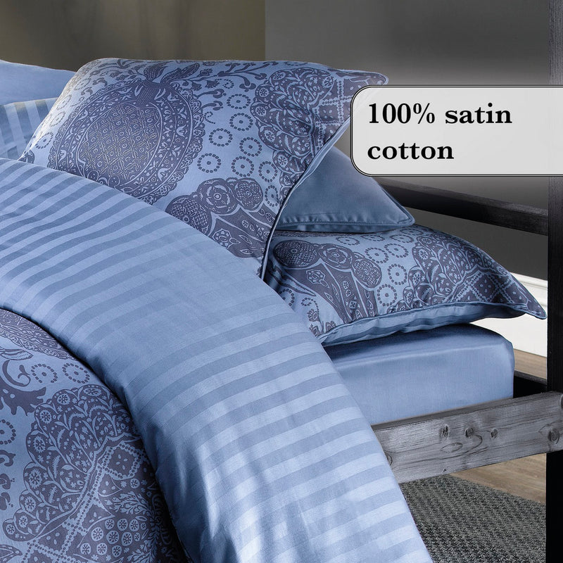 Arles - Zanzibar - Drap-Housse Satin De Coton Uni Bleu Foncé