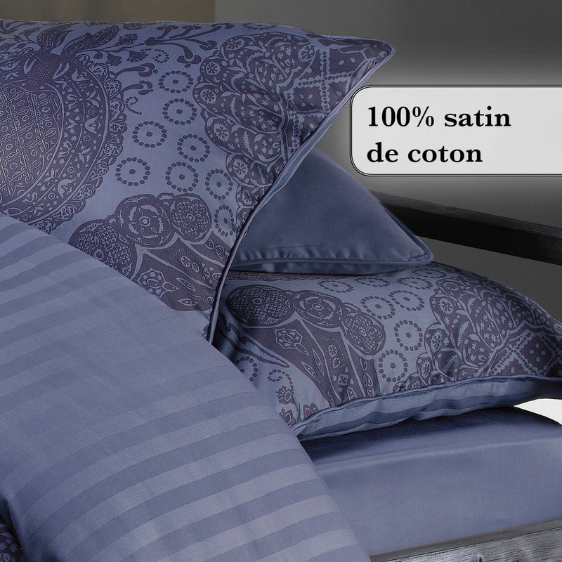 Arles - Zanzibar - Drap-Housse Satin De Coton Uni Bleu Foncé