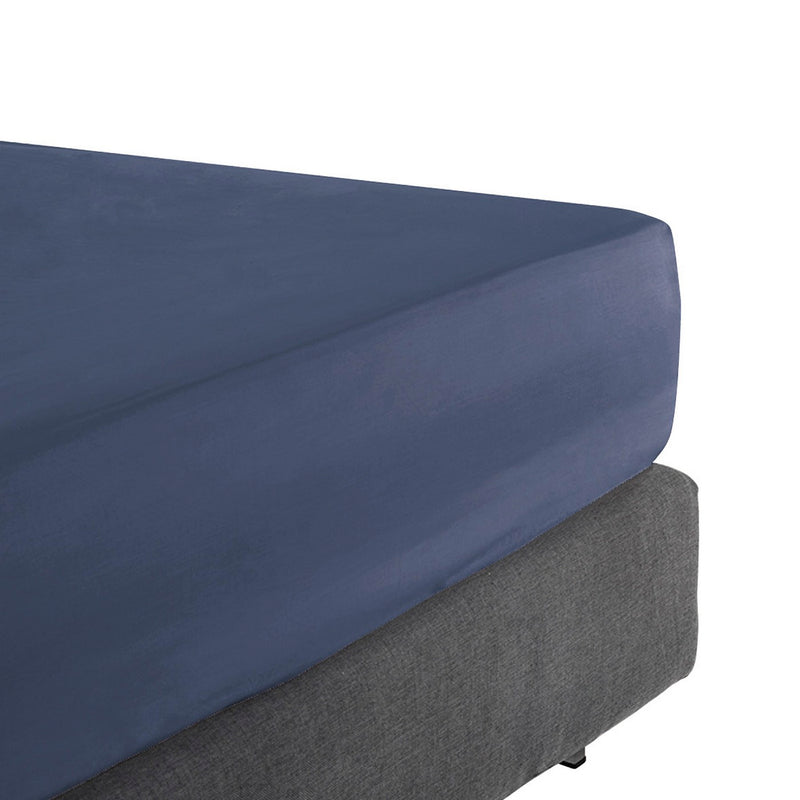 Arles - Zanzibar - Drap-Housse Satin De Coton Uni Bleu Foncé
