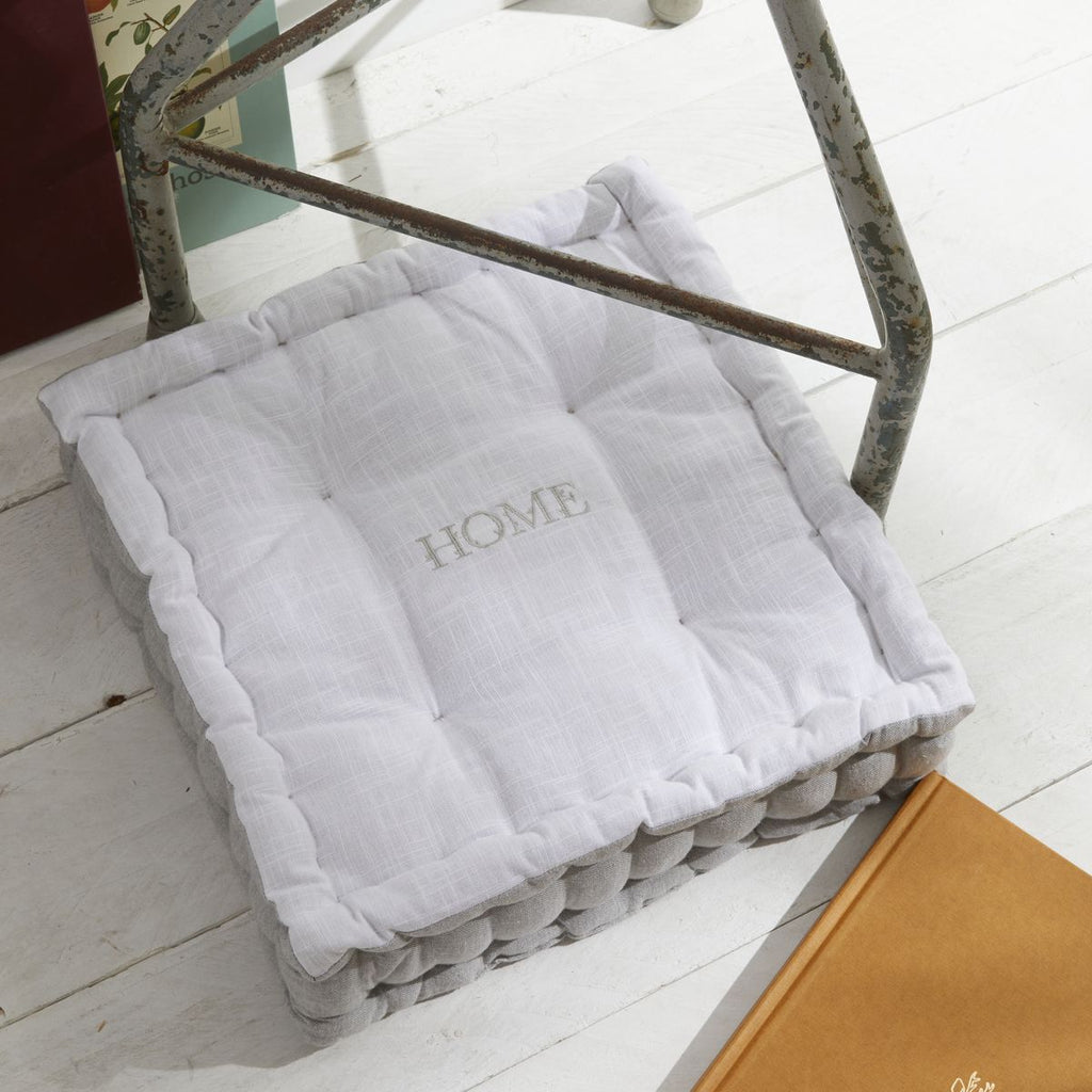 Charme - Coussin De Sol Chambray Capucine - Blanc