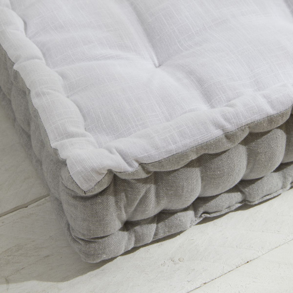 Charme - Coussin De Sol Chambray Capucine - Blanc