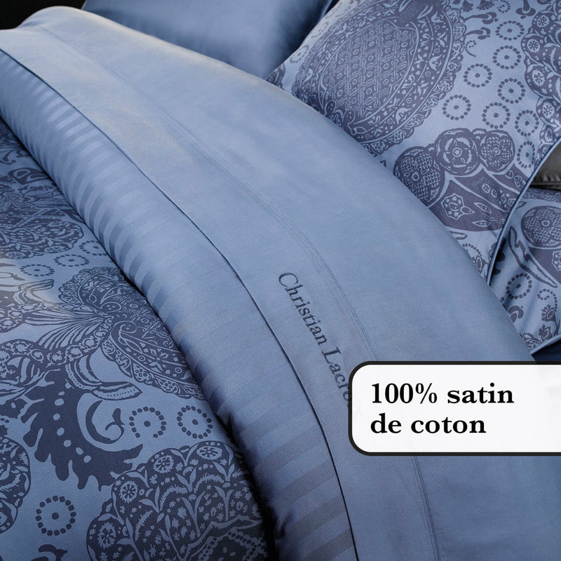 Arles - Housse De Couette + Taie(s) D'Oreiller Satin De Coton Arles Bleu