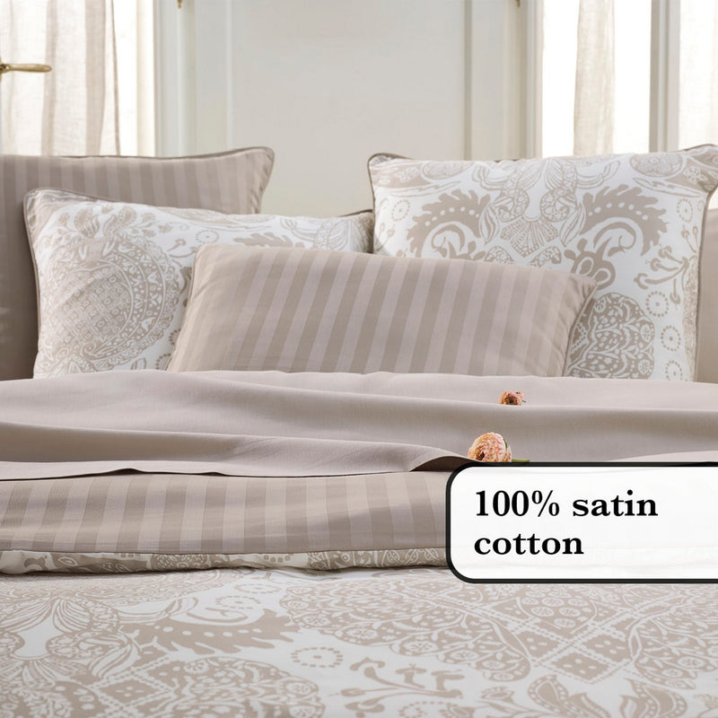 Arles - Set De 2 Taies D'Oreiller Satin De Coton Arles Taupe