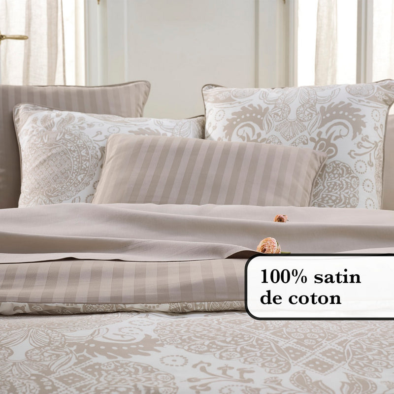 Arles - Set De 2 Taies D'Oreiller Satin De Coton Arles Taupe
