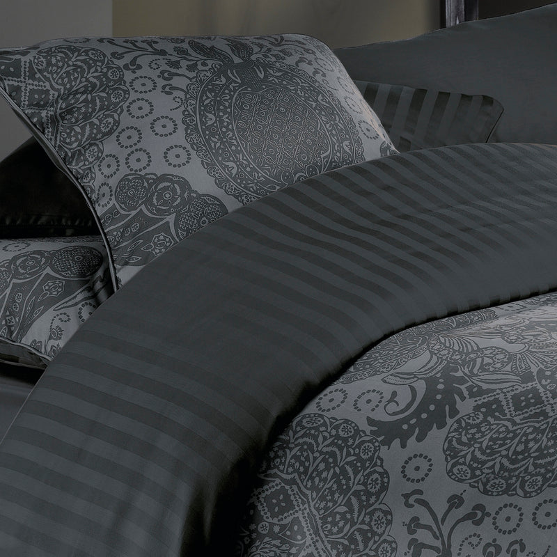 Arles - Housse De Couette + Taie(s) D'Oreiller Satin De Coton Arles Gris Foncé