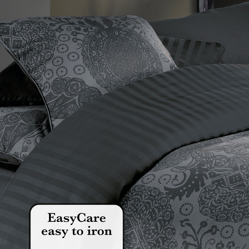 Arles - Housse De Couette + Taie(s) D'Oreiller Satin De Coton Arles Gris Foncé