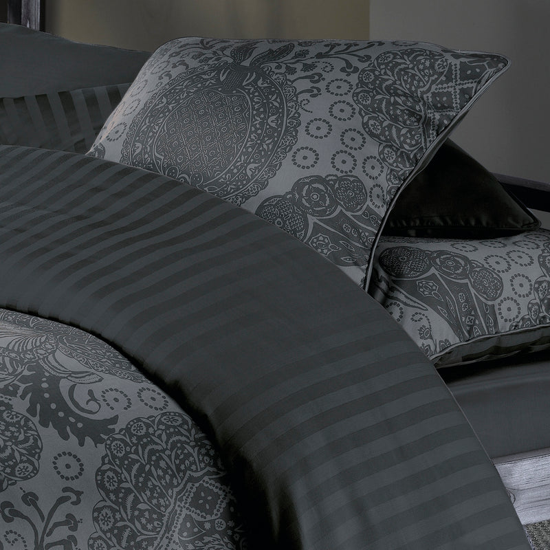 Arles - Housse De Couette + Taie(s) D'Oreiller Satin De Coton Arles Gris Foncé