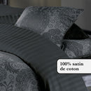 Arles - Housse De Couette + Taie(s) D'Oreiller Satin De Coton Arles Gris Foncé