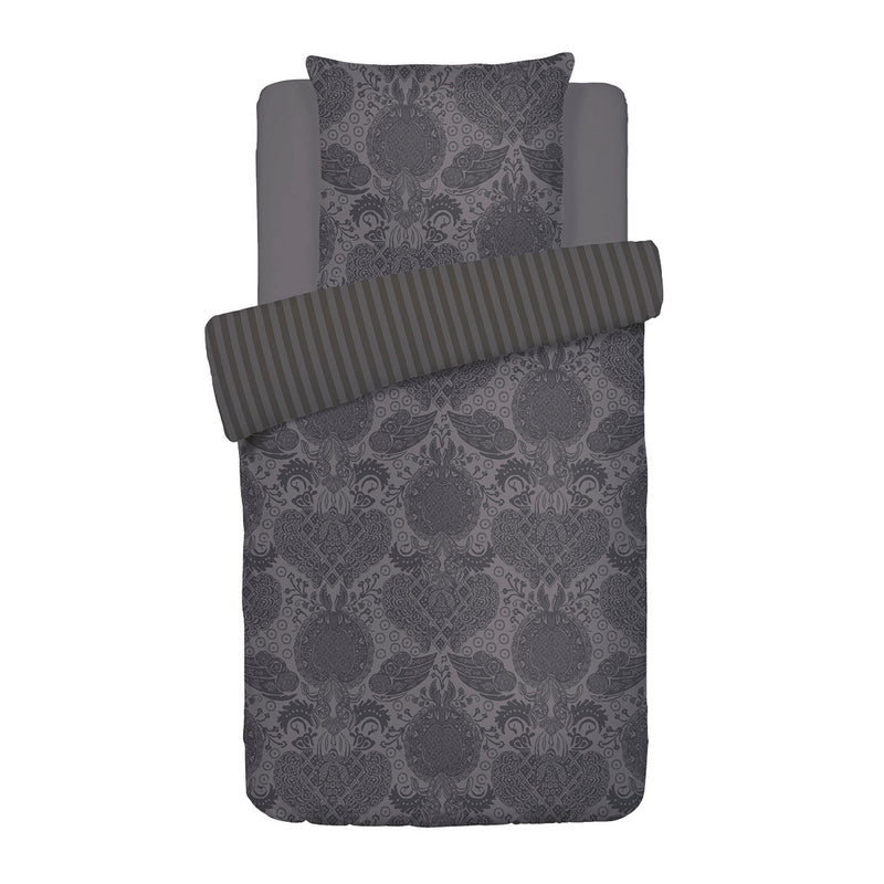 Arles - Housse De Couette + Taie(s) D'Oreiller Satin De Coton Arles Gris Foncé