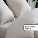 Jacquard - Set De 2 Taies D'Oreiller Satin De Coton Rayure Tissé Jacquard Taupe