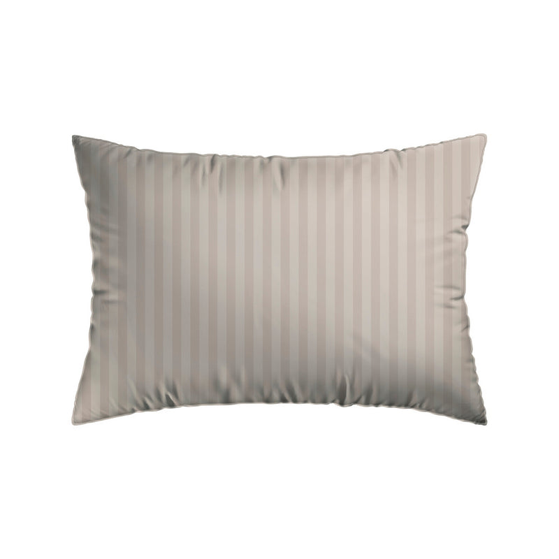 Jacquard - Set De 2 Taies D'Oreiller Satin De Coton Rayure Tissé Jacquard Taupe