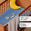 Jacquard - Housse De Couette + Taie(s) D'Oreiller Bébé Satin De Coton Rayure Tissé Jacquard Bleu
