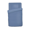 Jacquard - Housse De Couette + Taie(s) D'Oreiller Bébé Satin De Coton Rayure Tissé Jacquard Bleu