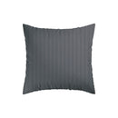 Jacquard - Set De 2 Taies D'Oreiller Satin De Coton Rayure Tissé Jacquard Gris Foncé