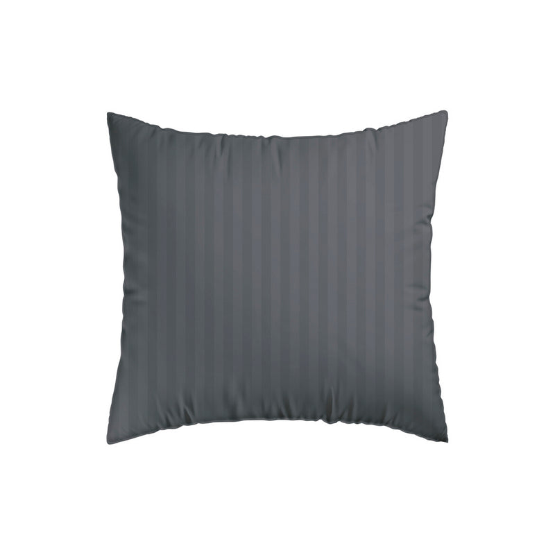 Jacquard - Set De 2 Taies D'Oreiller Satin De Coton Rayure Tissé Jacquard Gris Foncé