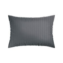 Jacquard - Set De 2 Taies D'Oreiller Satin De Coton Rayure Tissé Jacquard Gris Foncé