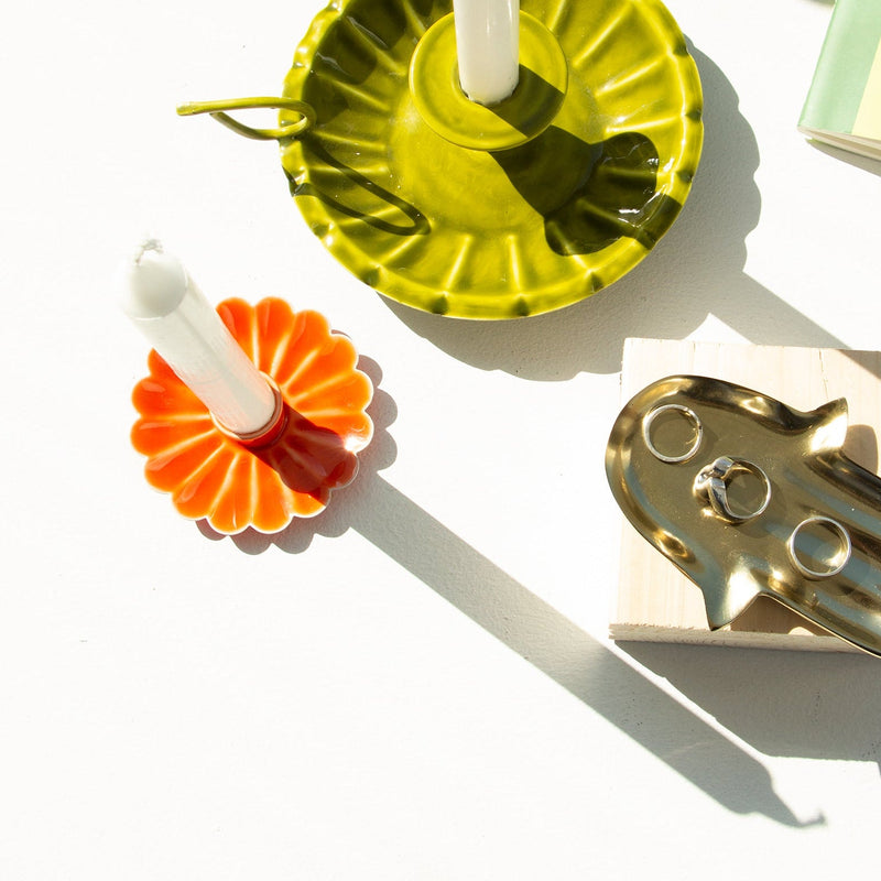 Porte-Bougies Floral Orange