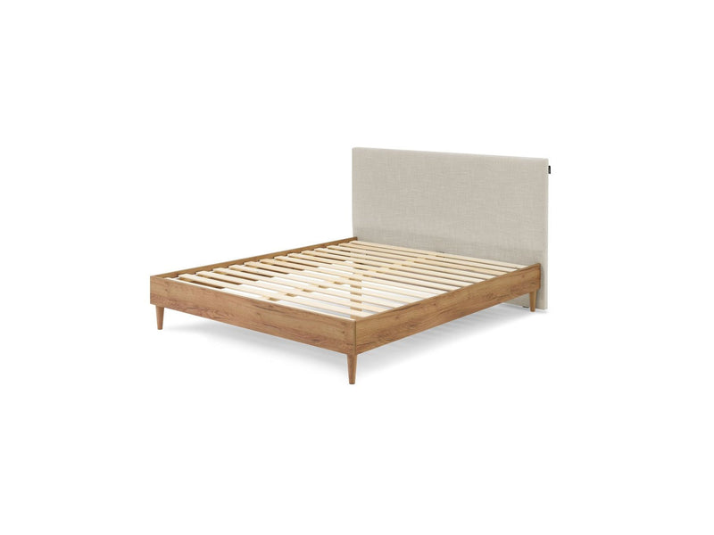 Lit Avec Lattes Massives Pieds En Bois Naturel - Noa - Beige