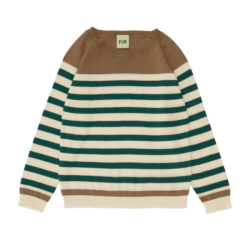 Light organic cotton sweater deep green/ecru label GOTS - FUB selection on amaetc.com, eco friendly concept store for children
