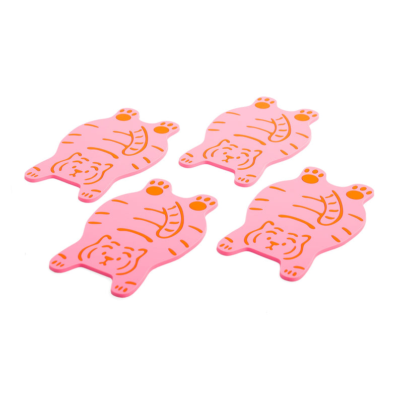 Lot De 4 Sous-Verres Tigre Rose