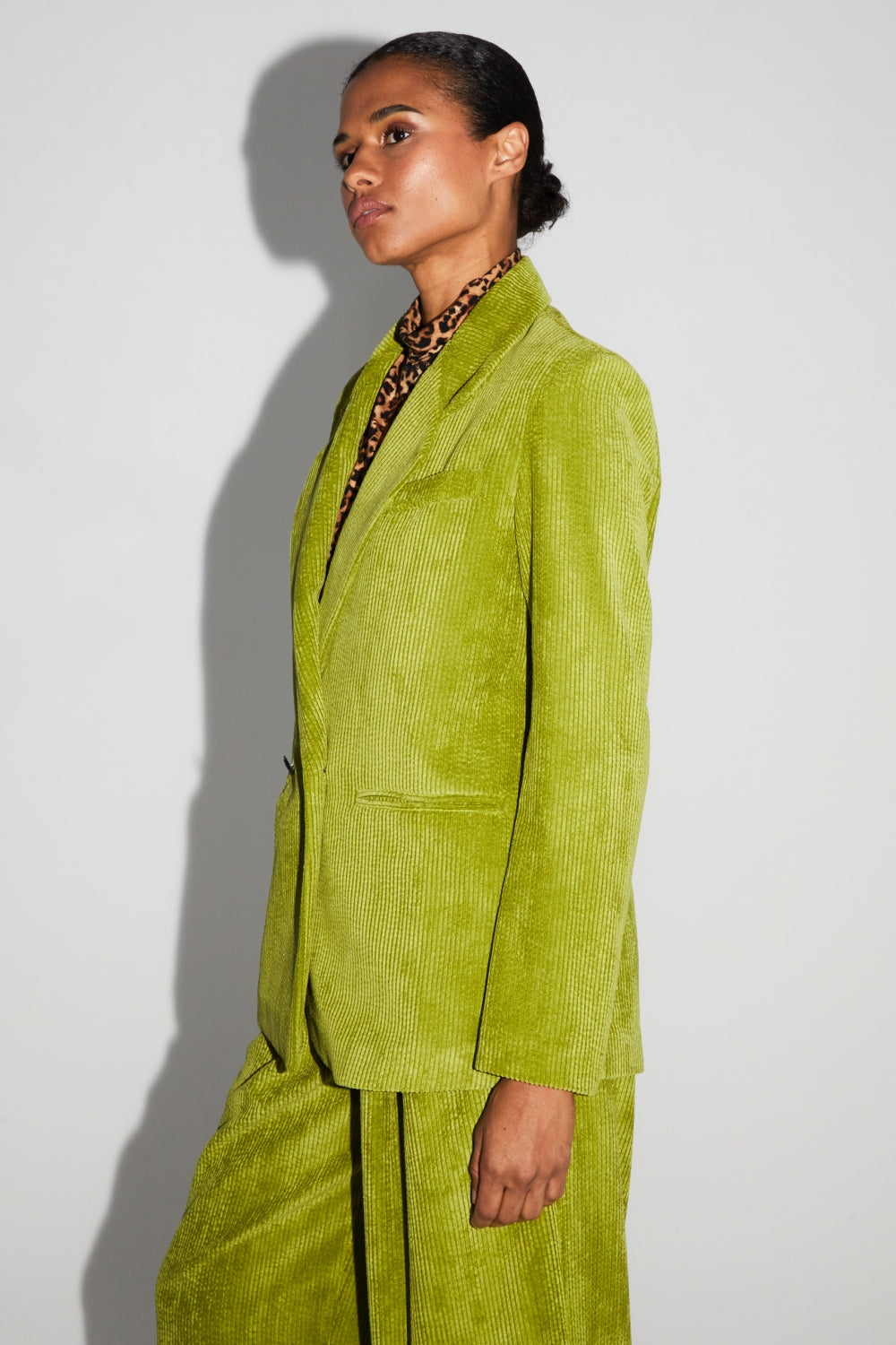 Blazer Ema Velours Vintage Vert Anisé Fabriqué En Italie