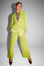 Blazer Ema Velours Vintage Vert Anisé Fabriqué En Italie
