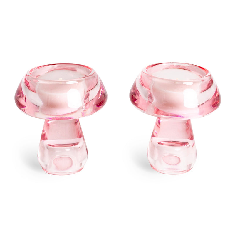 Lot De 2 Bougeoirs Mushroom - Rose