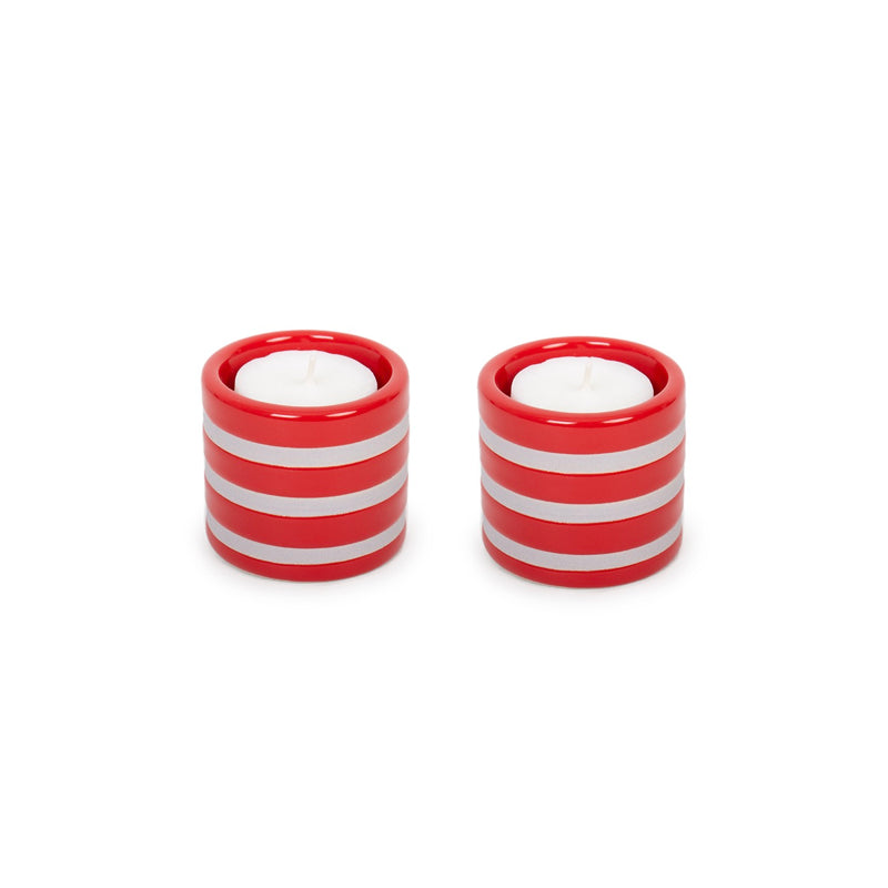 Lot De 2 Bougeoirs Tropical Ceramic - Rouge