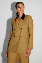 Blazer Ema Pied De Poule Safran Fabriqué En Italie