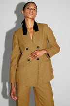 Blazer Ema Pied De Poule Safran Fabriqué En Italie